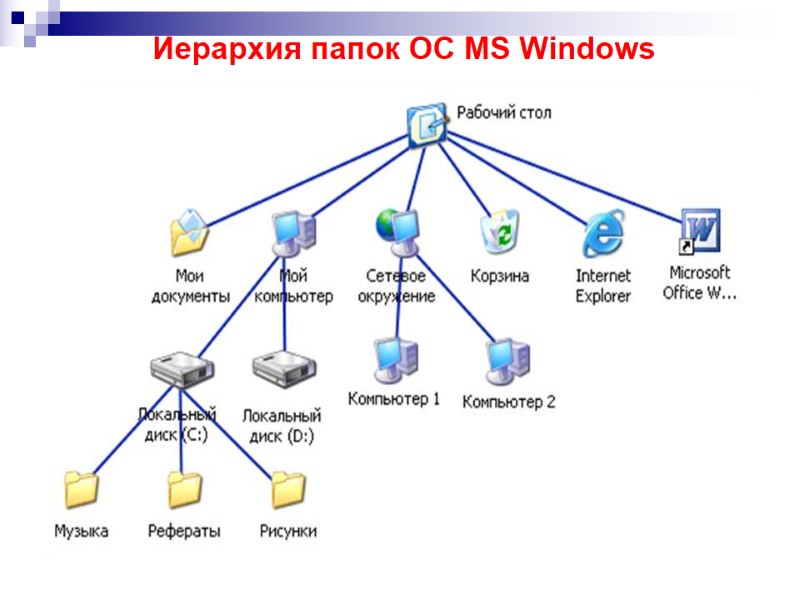 Иерархия папок ОС MS Windows Иерархия папок ОС MS Windows